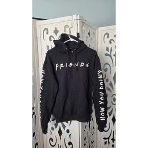 Friends Hoodie How You Doin Black Pullover Sweatshirt Mens S NWT Flawed
